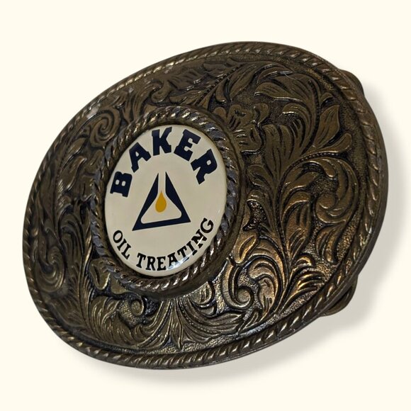 Vintage Baker Oil Treating Brass Belt Buckle - Picture 3 of 8